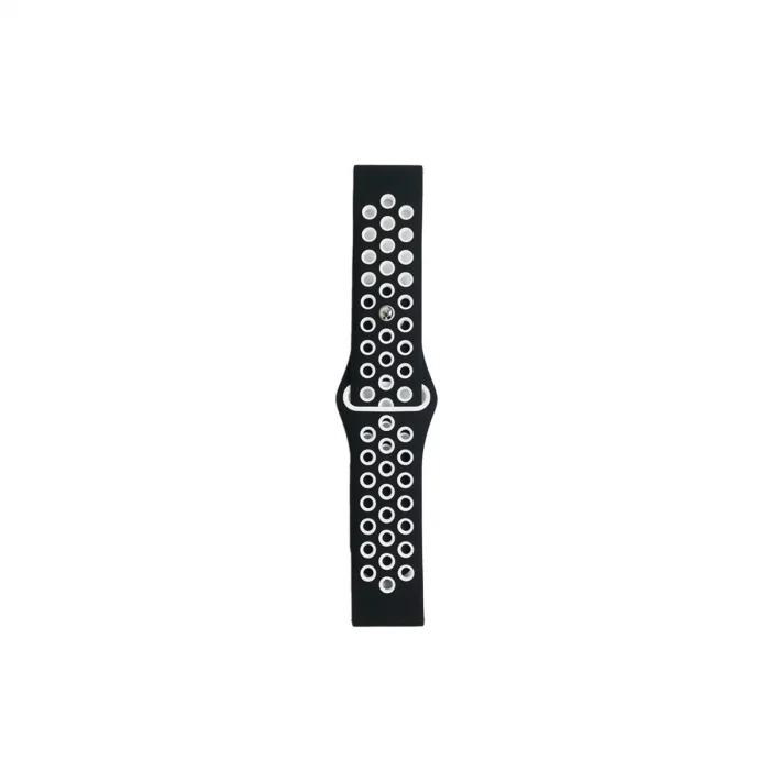 BUĞZ Watch 20mm Spor Delikli Kordon - Siyah-beyaz