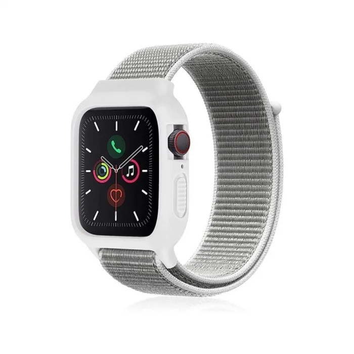 BUĞZ Watch 38mm Hasırlı Cırtcırtlı Kasalı Kordon - Beyaz