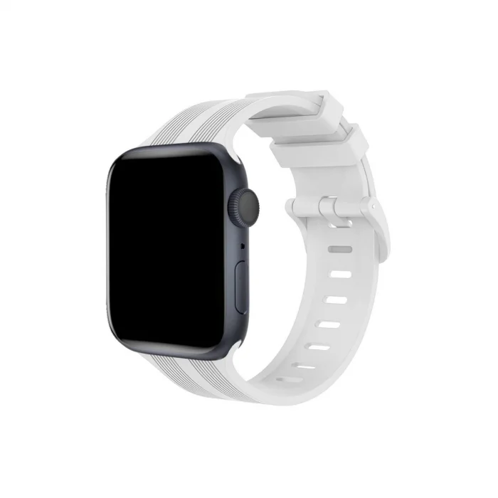 BUĞZ Watch 38mm Kr408 Çizgili Silikon Kordon - Beyaz