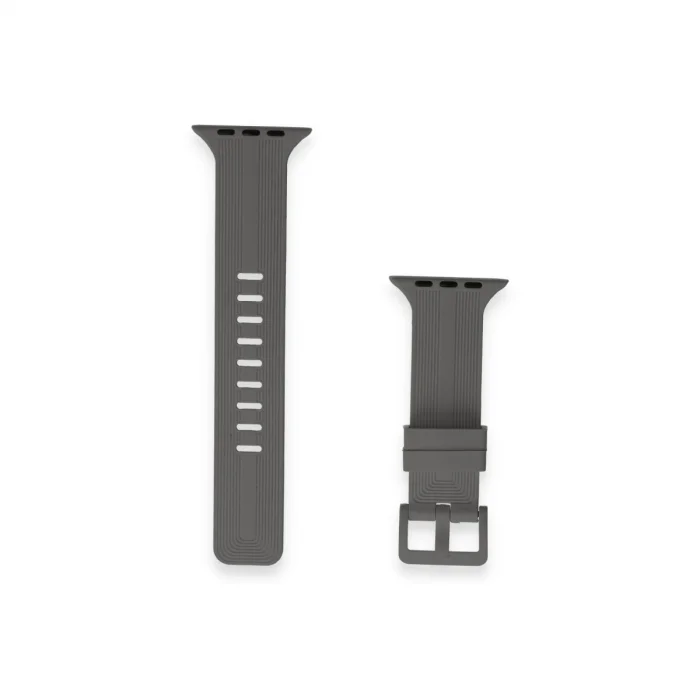BUĞZ Watch 38mm Kr408 Çizgili Silikon Kordon - Koyu Gri