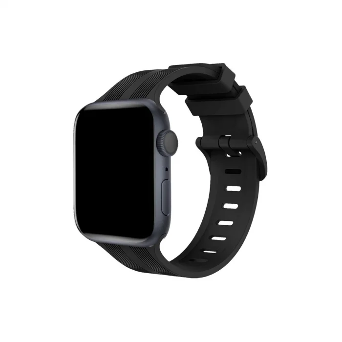 BUĞZ Watch 38mm Kr408 Çizgili Silikon Kordon - Siyah
