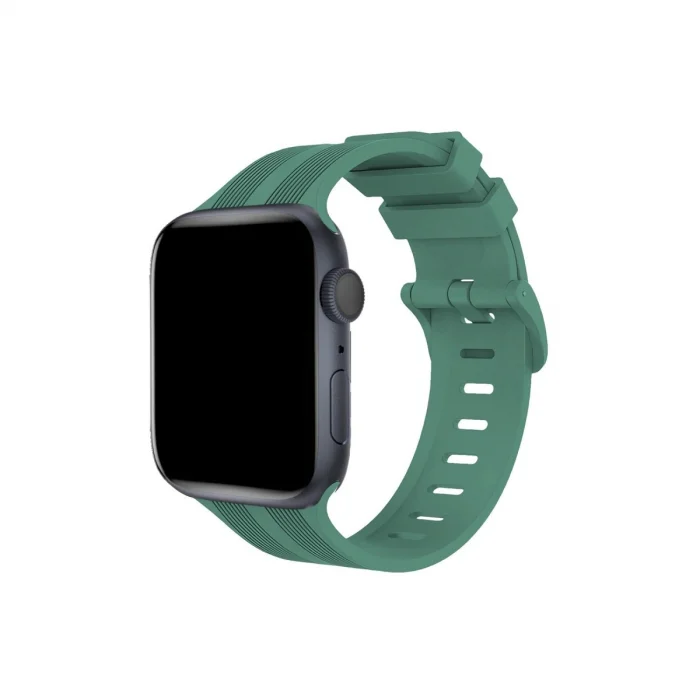BUĞZ Watch 38mm Kr408 Çizgili Silikon Kordon - Yeşil