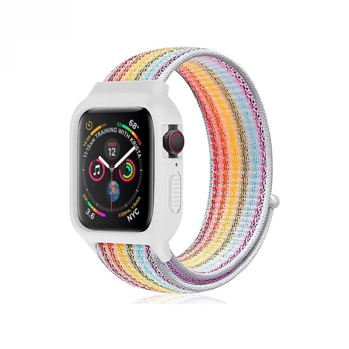BUĞZ Watch 42mm Hasırlı Cırtcırtlı Kasalı Kordon - Gökkuşağı 2