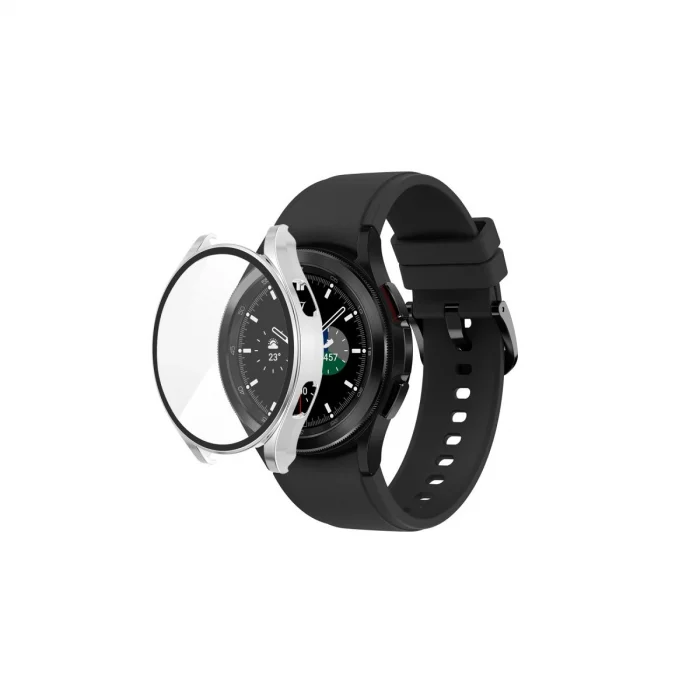 BUĞZ Watch 5 44mm Wall Camlı Kasa Ekran Koruyucu - Gümüş