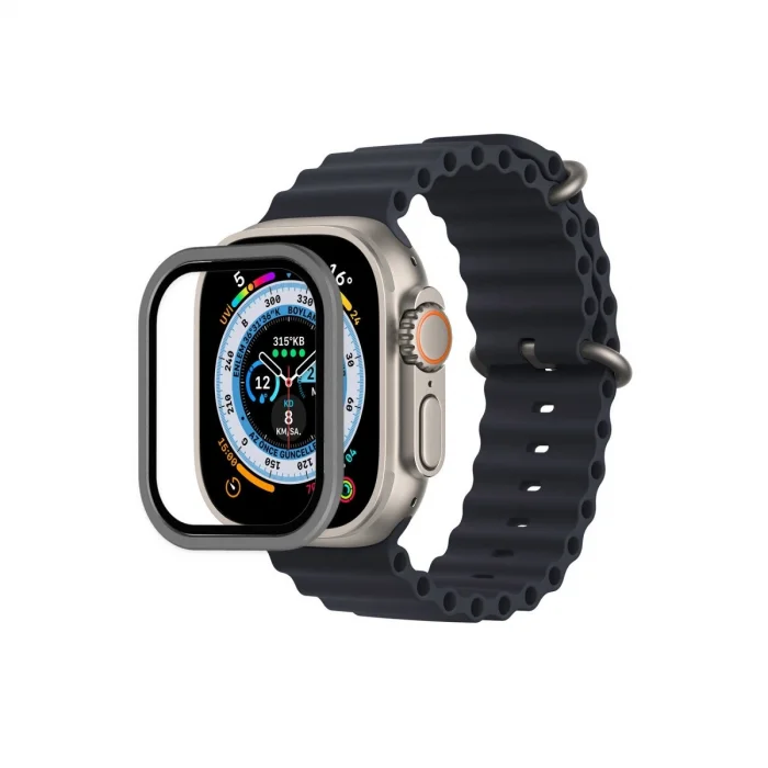 BUĞZ Watch Ultra 49mm Alüminyum Kasa Cam Ekran Koruyucu - Gri