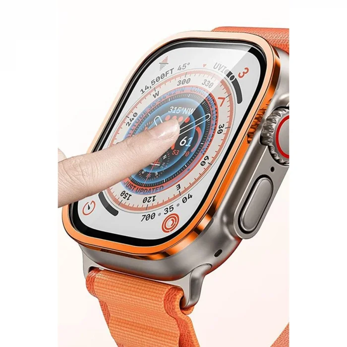 BUĞZ Watch Ultra 49mm Alüminyum Kasa Cam Ekran Koruyucu - Turuncu