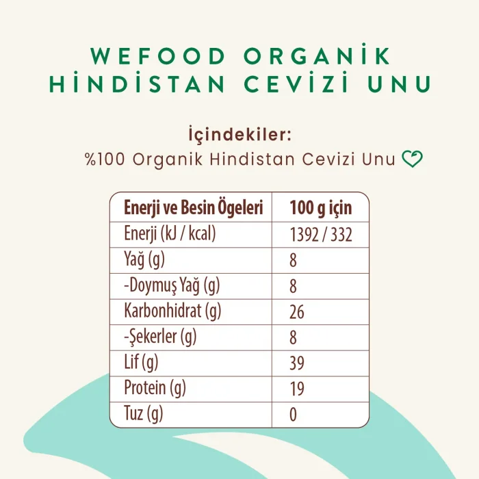 BUĞZ Wefood Organik Glutensiz Hindistan Cevizi Unu (320 gr)