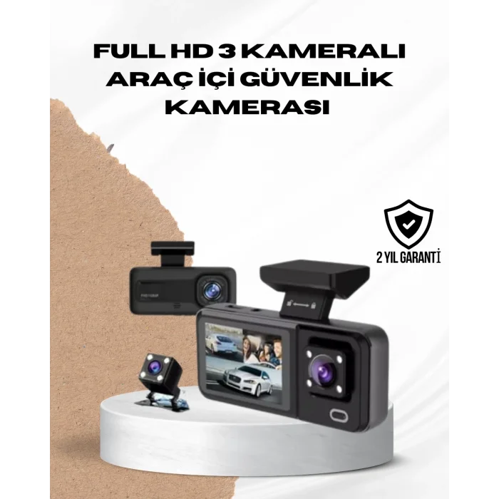 BUĞZ Wi-Fi Bağlantılı Full HD Araç Kamera Seti 3 Kameralı Park Koruma ve Döngü Kayıt