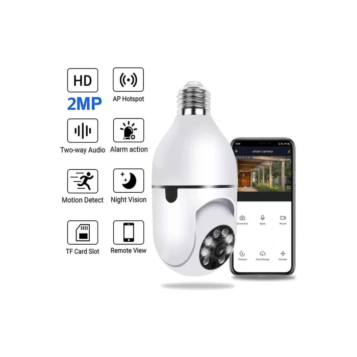  Wifi 360 Panoramik Ampul Kamera Güvenlik Kamerası Çift Wifi 360 Derece Gece Görüşlü