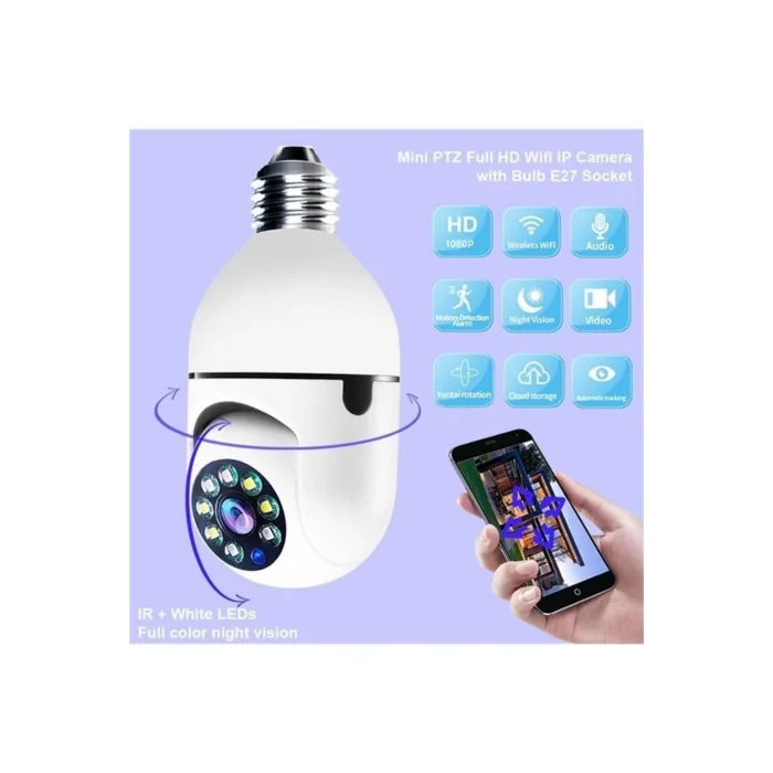  Wifi 360 Panoramik Ampul Kamera Güvenlik Kamerası Çift Wifi 360 Derece Gece Görüşlü