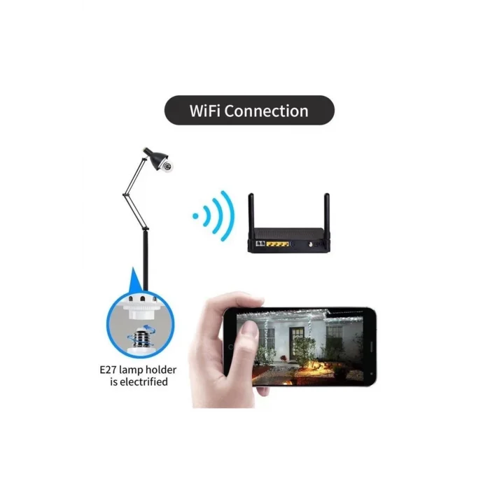  Wifi 360 Panoramik Ampul Kamera Güvenlik Kamerası Çift Wifi 360 Derece Gece Görüşlü