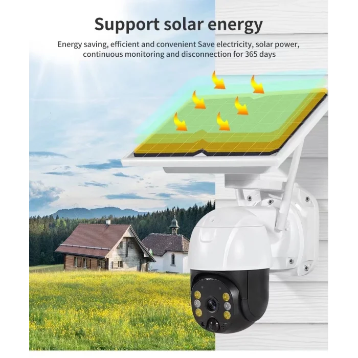  Wifi Uygulamalı Gece Görüşlü Solar Güneş Enerjili Kamera Akıllı Dış Mekan Güvenlik Kamerası