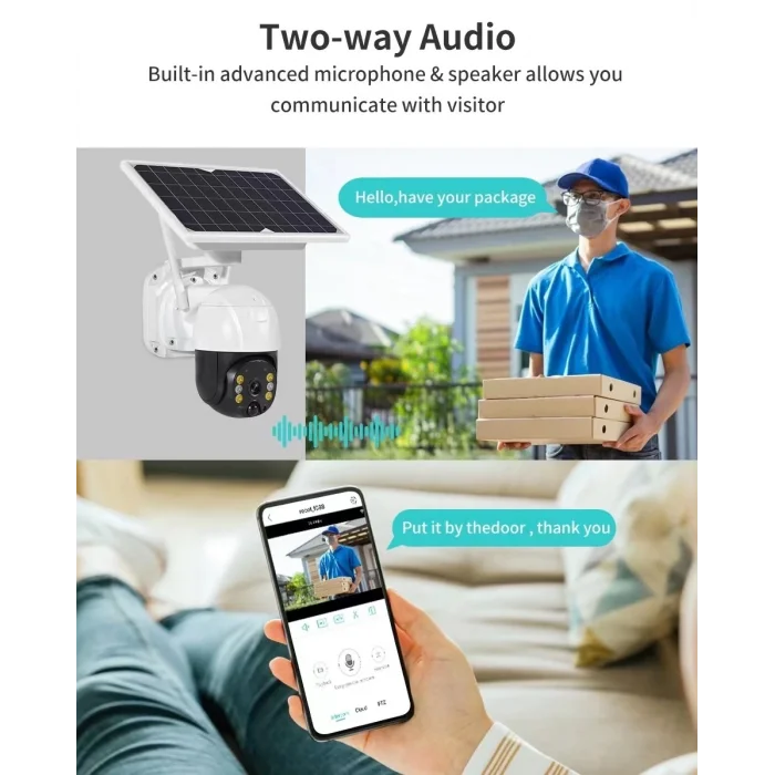  Wifi Uygulamalı Gece Görüşlü Solar Güneş Enerjili Kamera Akıllı Dış Mekan Güvenlik Kamerası