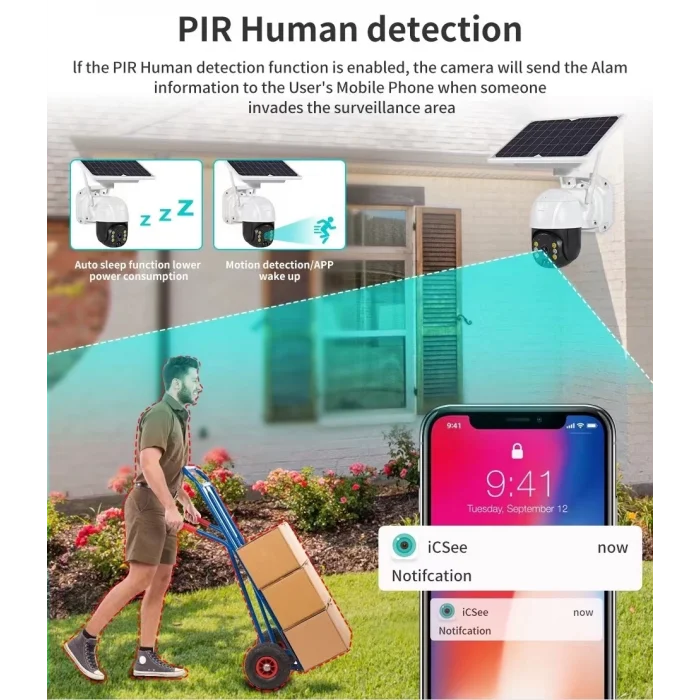  Wifi Uygulamalı Gece Görüşlü Solar Güneş Enerjili Kamera Akıllı Dış Mekan Güvenlik Kamerası