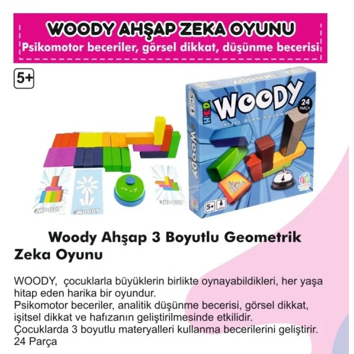 BUĞZ Woody Ahşap 3 Boyutlu Geometrik Zeka Oyunu