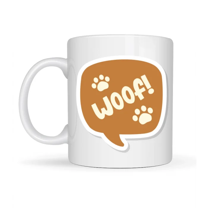 BUĞZ Woof! Köpek Temalı Porselen Kupa Model 54 – Sevimli Patili Tasarım, Kahve & Çay Kupası, Hayvanseverlere Özel Hediye