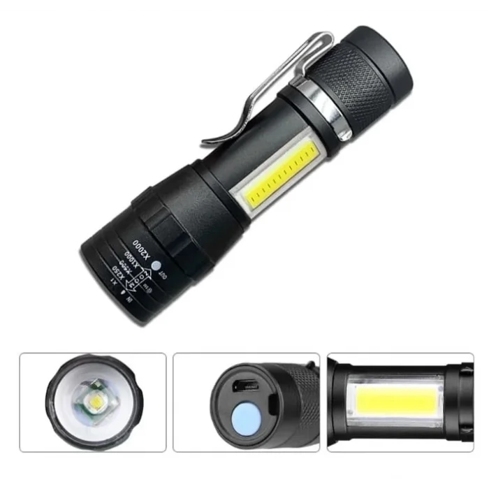 BUĞZ Wuben Wb-017 Zoomlu Şarjlı Cob Led Güçlü El Feneri