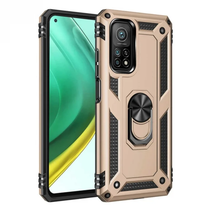 BUĞZ Xiaomi Mi 10t Pro Kılıf Sofya Yüzüklü Silikon Kapak - Gold