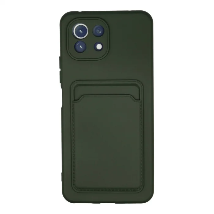 BUĞZ Xiaomi Mi 11 Kılıf Kelvin Kartvizitli Silikon - Koyu Yeşil