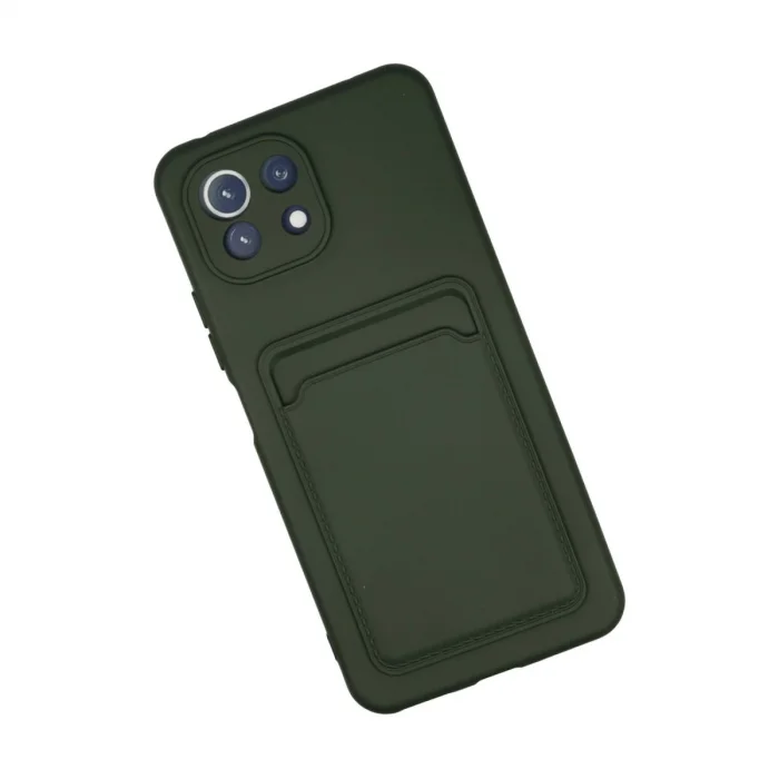 BUĞZ Xiaomi Mi 11 Kılıf Kelvin Kartvizitli Silikon - Koyu Yeşil