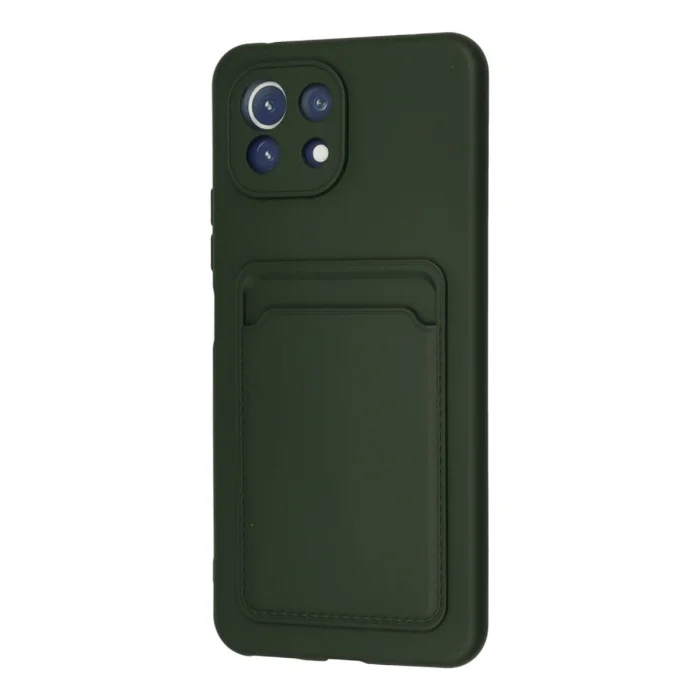 BUĞZ Xiaomi Mi 11 Kılıf Kelvin Kartvizitli Silikon - Koyu Yeşil