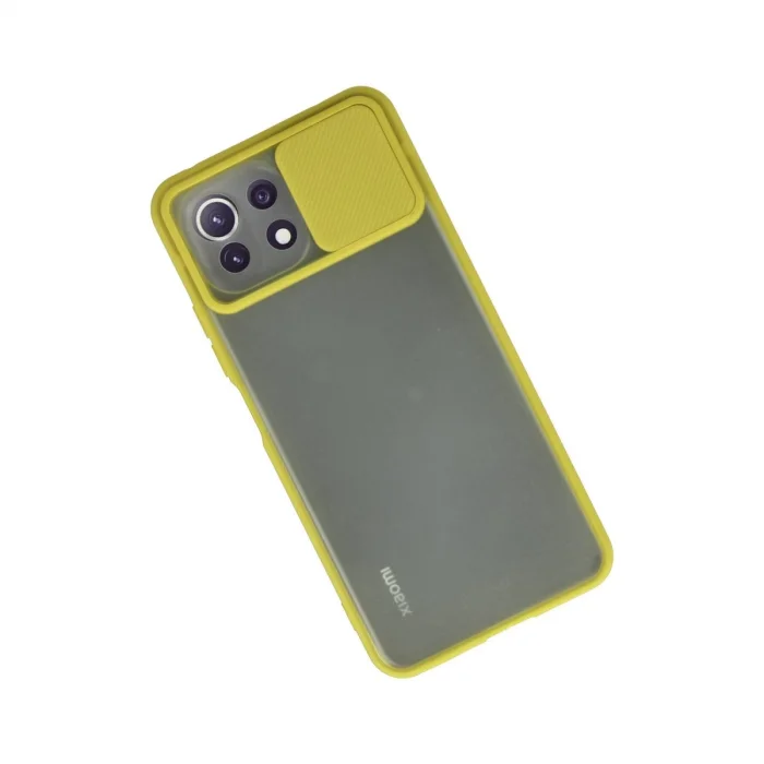 BUĞZ Xiaomi Mi 11 Lite Kılıf Palm Buzlu Kamera Sürgülü Silikon - Sarı