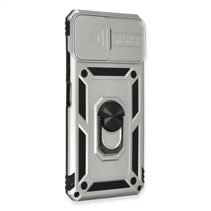 BUĞZ Xiaomi Mi 11 Lite Kılıf Pars Lens Yüzüklü Silikon - Gümüş