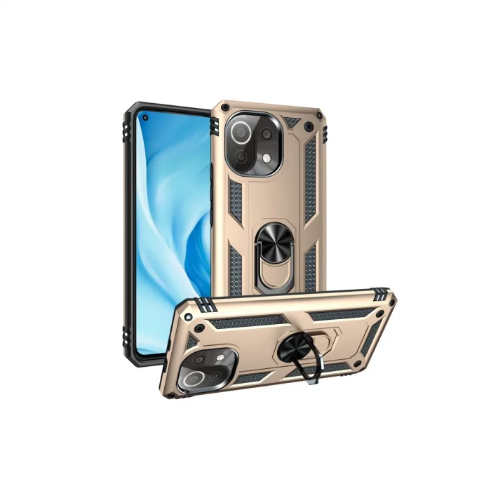 BUĞZ Xiaomi Mi 11 Lite Kılıf Sofya Yüzüklü Silikon Kapak - Gold