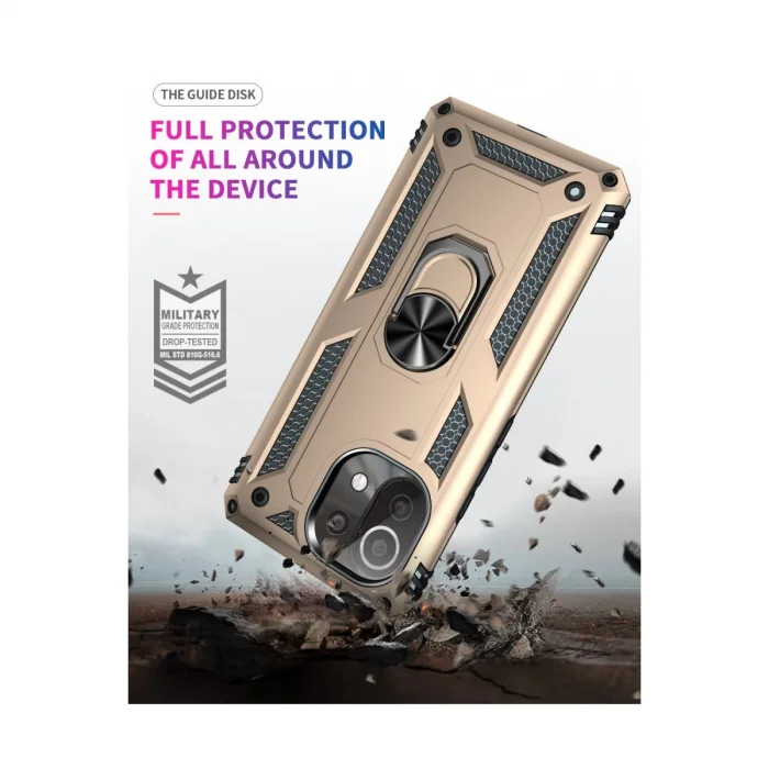 BUĞZ Xiaomi Mi 11 Lite Kılıf Sofya Yüzüklü Silikon Kapak - Gold