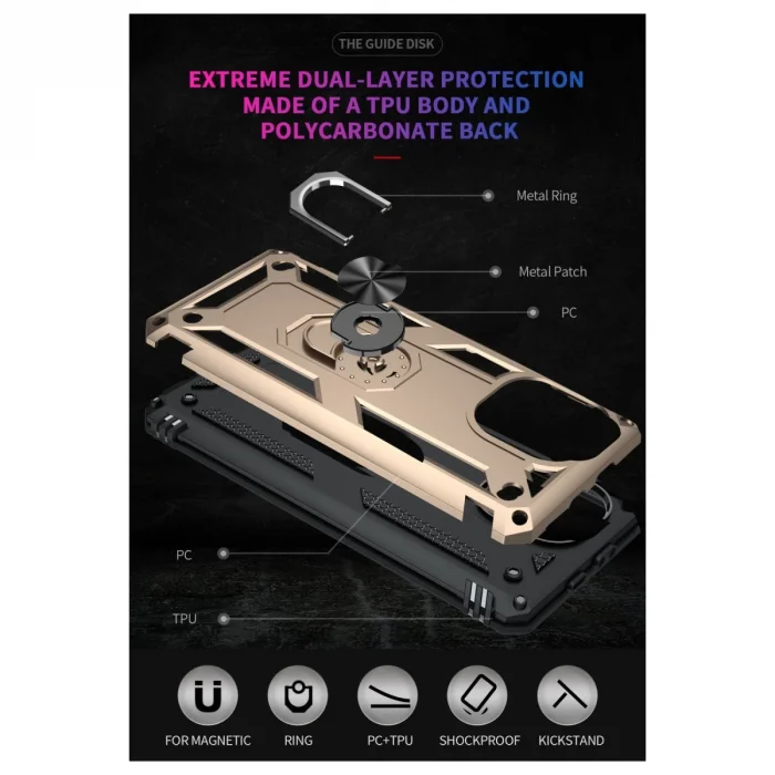 BUĞZ Xiaomi Mi 11 Lite Kılıf Sofya Yüzüklü Silikon Kapak - Gold