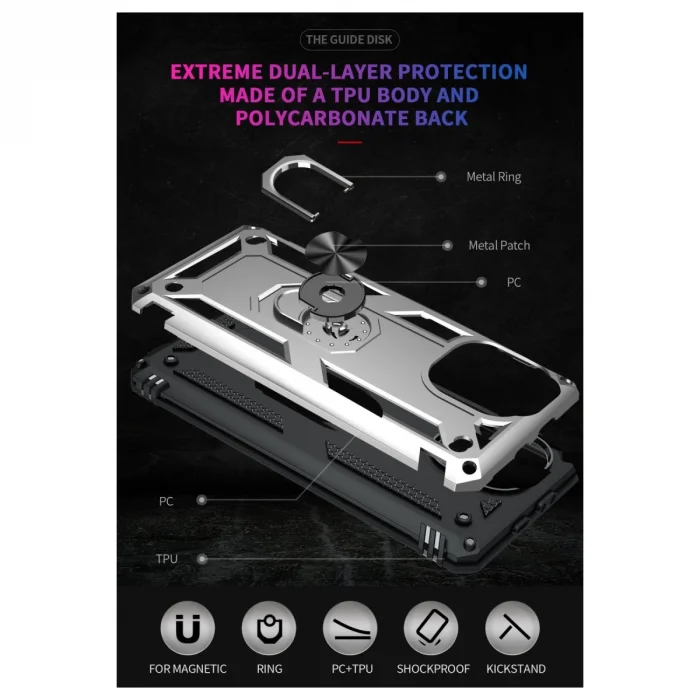 BUĞZ Xiaomi Mi 11 Lite Kılıf Sofya Yüzüklü Silikon Kapak - Gümüş