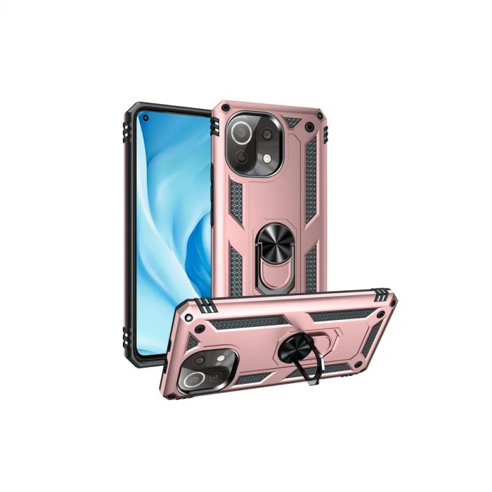 BUĞZ Xiaomi Mi 11 Lite Kılıf Sofya Yüzüklü Silikon Kapak - Rose