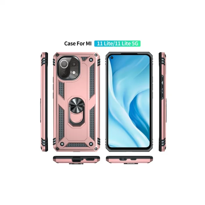 BUĞZ Xiaomi Mi 11 Lite Kılıf Sofya Yüzüklü Silikon Kapak - Rose