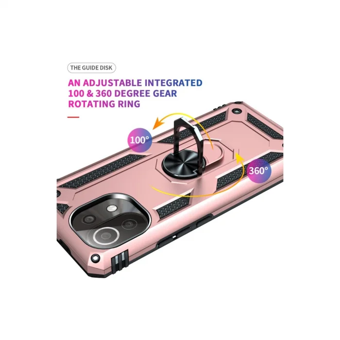 BUĞZ Xiaomi Mi 11 Lite Kılıf Sofya Yüzüklü Silikon Kapak - Rose