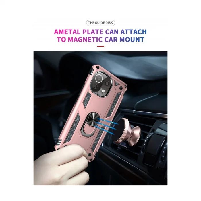 BUĞZ Xiaomi Mi 11 Lite Kılıf Sofya Yüzüklü Silikon Kapak - Rose