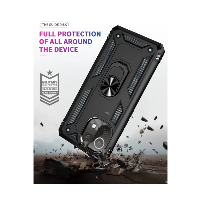 BUĞZ Xiaomi Mi 11 Lite Kılıf Sofya Yüzüklü Silikon Kapak - Siyah