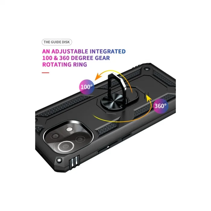 BUĞZ Xiaomi Mi 11 Lite Kılıf Sofya Yüzüklü Silikon Kapak - Siyah