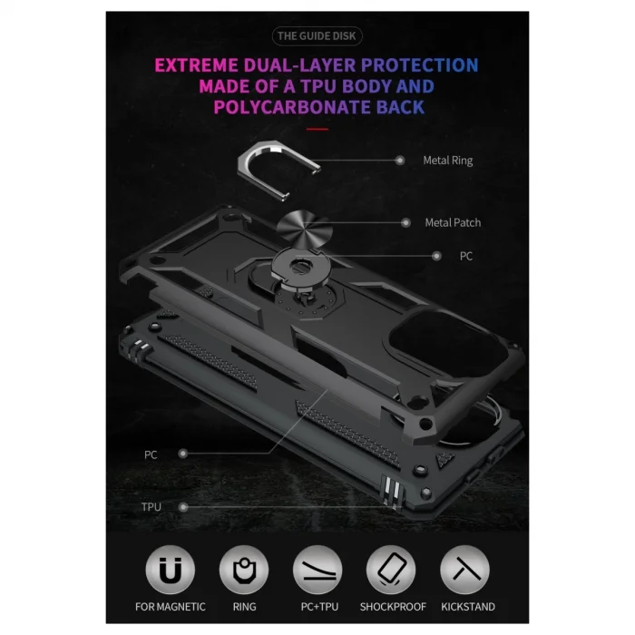 BUĞZ Xiaomi Mi 11 Lite Kılıf Sofya Yüzüklü Silikon Kapak - Siyah