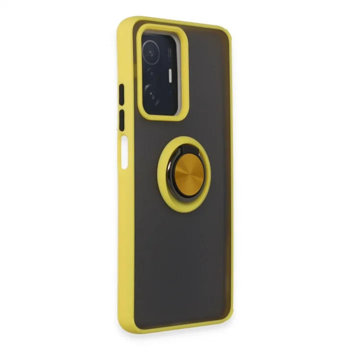 BUĞZ Xiaomi Mi 11t Pro Kılıf Montreal Yüzüklü Silikon Kapak - Sarı