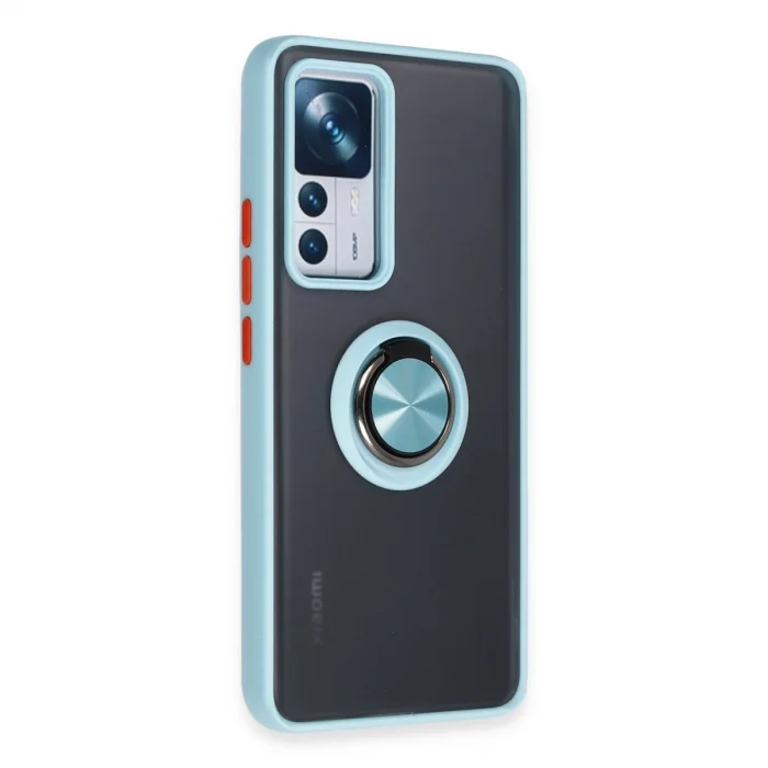 BUĞZ Xiaomi Mi 12t Pro Kılıf Montreal Yüzüklü Silikon Kapak - Buz Mavi