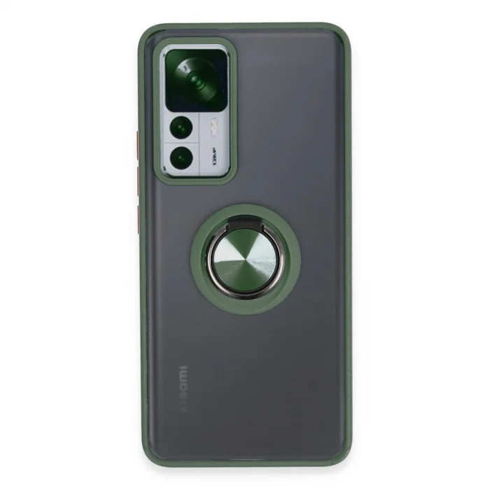 BUĞZ Xiaomi Mi 12t Pro Kılıf Montreal Yüzüklü Silikon Kapak - Yeşil