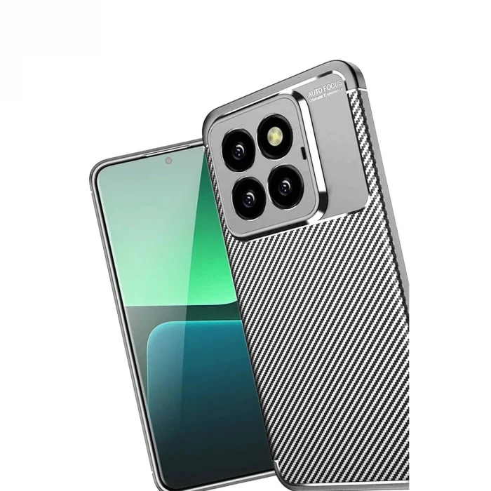 BUĞZ Xiaomi Mi 14t Pro Kılıf Auto Focus Karbon Kapak - Gri