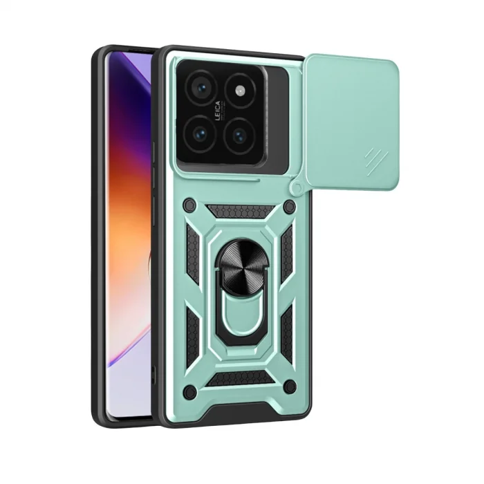 BUĞZ Xiaomi Mi 14t Pro Kılıf Pars Lens Yüzüklü Silikon - Yeşil