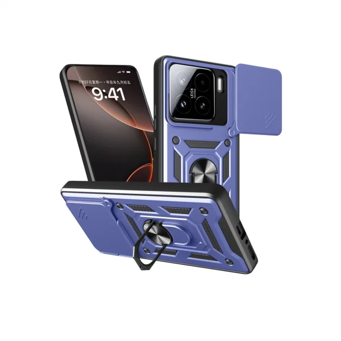 BUĞZ Xiaomi Mi 15 Kılıf Pars Lens Yüzüklü Silikon - Lacivert