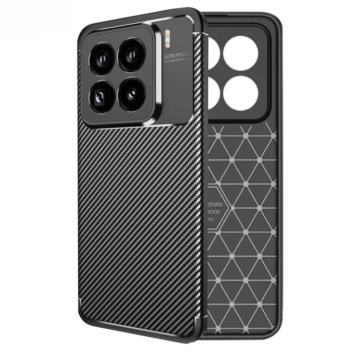 BUĞZ Xiaomi Mi 15 Pro Kılıf Auto Focus Karbon Kapak - Siyah