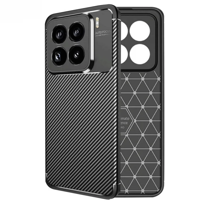 BUĞZ Xiaomi Mi 15 Pro Kılıf Auto Focus Karbon Kapak - Siyah