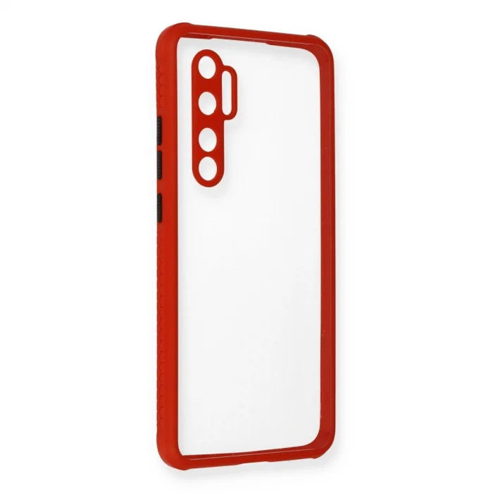 BUĞZ Xiaomi Mi Note 10 Lite Kılıf Miami Şeffaf Silikon - Kırmızı