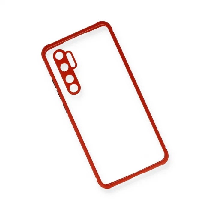 BUĞZ Xiaomi Mi Note 10 Lite Kılıf Miami Şeffaf Silikon - Kırmızı