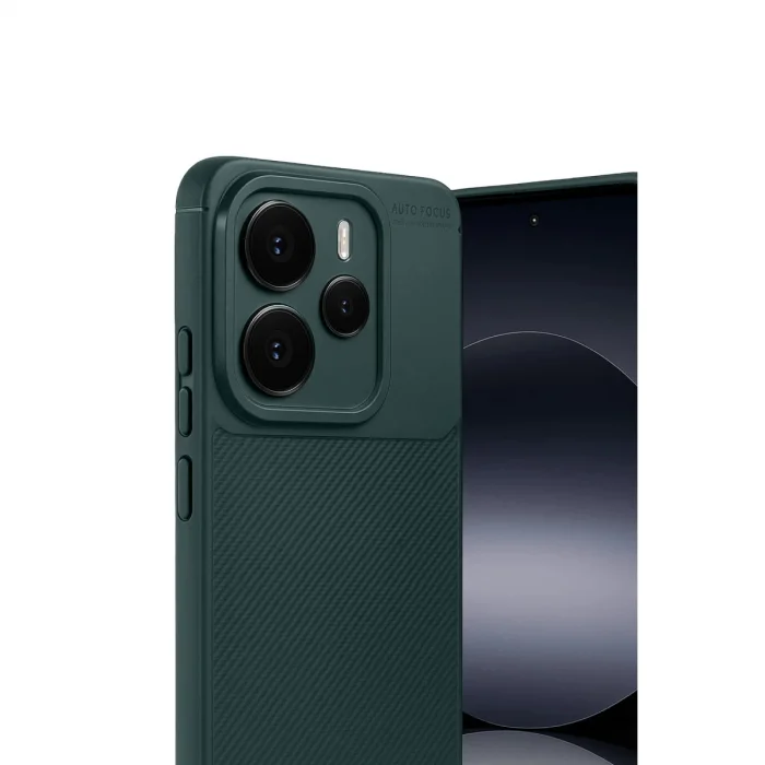 BUĞZ Xiaomi Note 14 5g Auto Focus Karbon Kapak - Koyu Yeşil