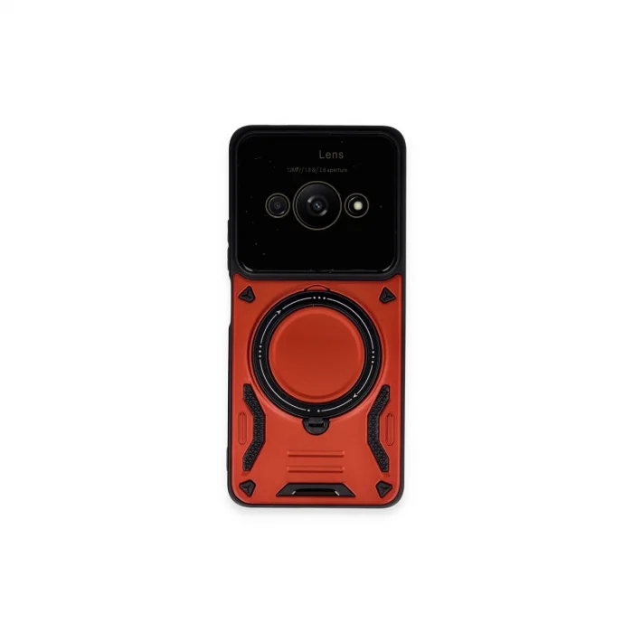 BUĞZ Xiaomi Poco C61 Kılıf Joy Lens Standlı Kapak - Kırmızı